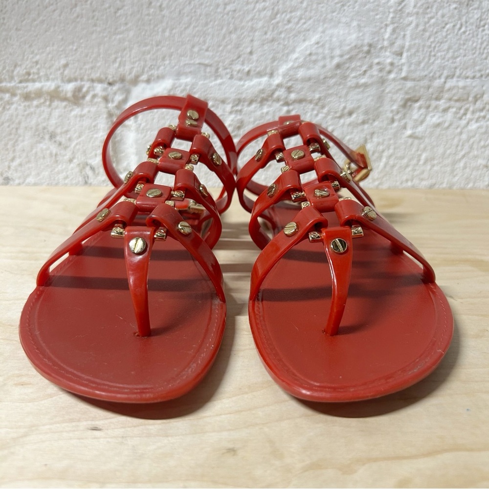 Tory Burch Red Jelly Gladiator Women's Flat Sandals Roxanne Sz 6 EUC - Picture 8 of 11